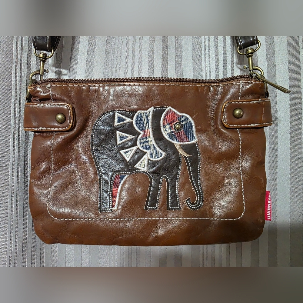 UNIONBAY Brown Crossbody Bag with Embroidered Elephant - Picture 2 of 8